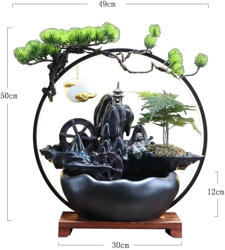 Indoor Fountain Desktop Ceramic Water Wheel Decor