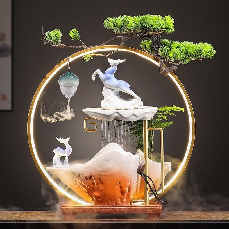 Water Fountain Indoor Zen Decorative Fountain Office Desk Bedroom Fountain