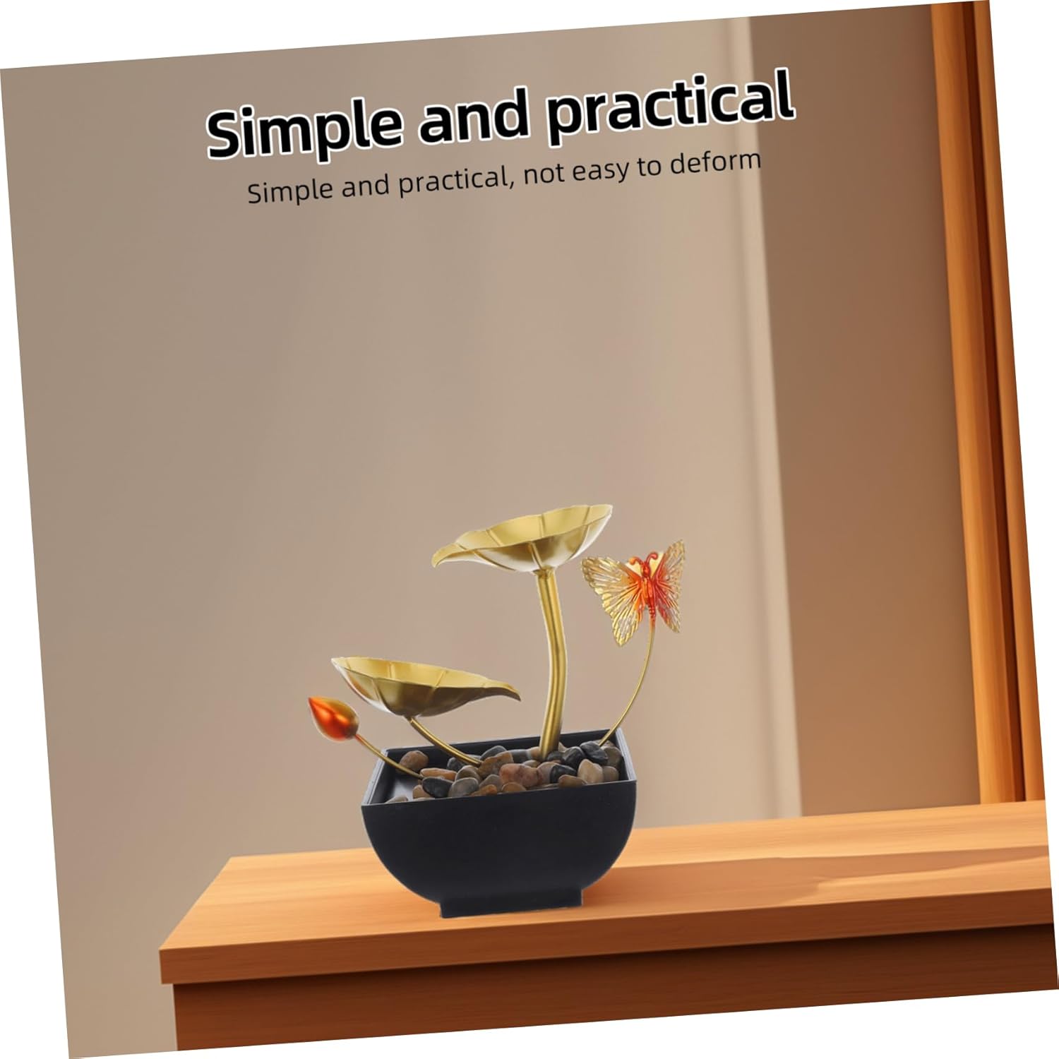 CORHAD Leaf Indoor Tabletop Fountain with LED Light and River Rocks