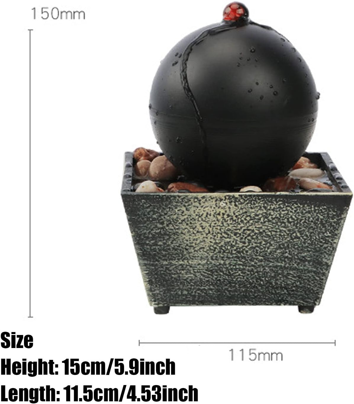 Rwoora Tabletop Ball Fountain Indoor Resin Waterfall Decor