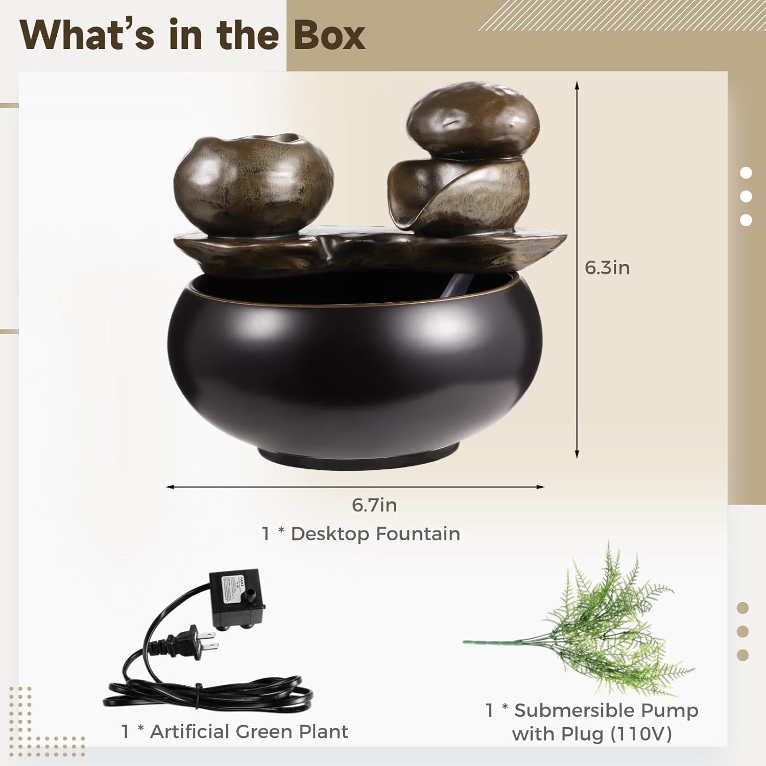 Ceramic Tabletop Fountain for Home and Office Decor