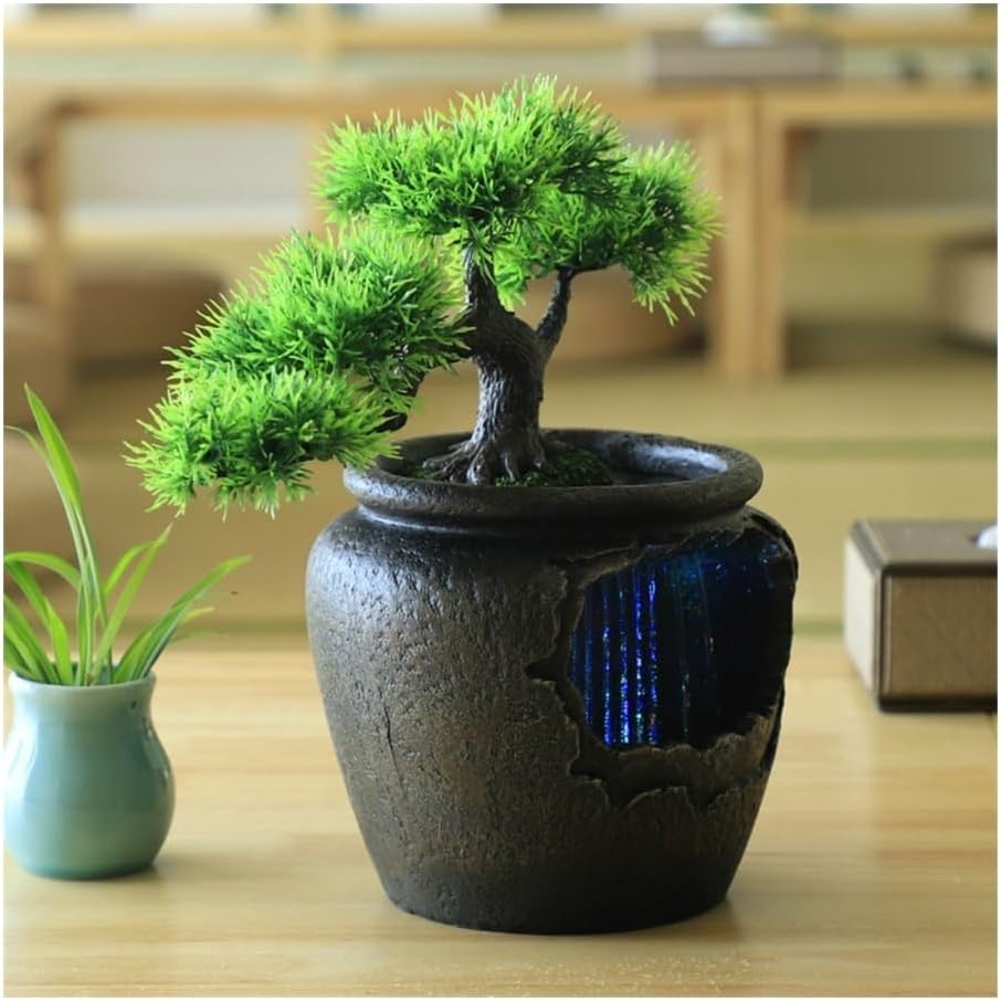 Simple Modern Bonsai Vase with Tabletop Fountain