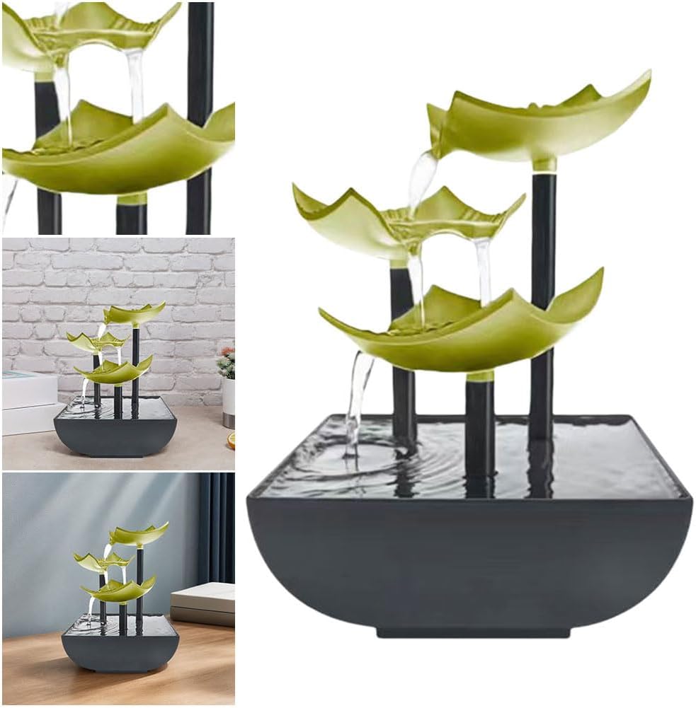 Generic Indoor Tabletop Water Fountain with LED Light Zen Meditation Waterfall
