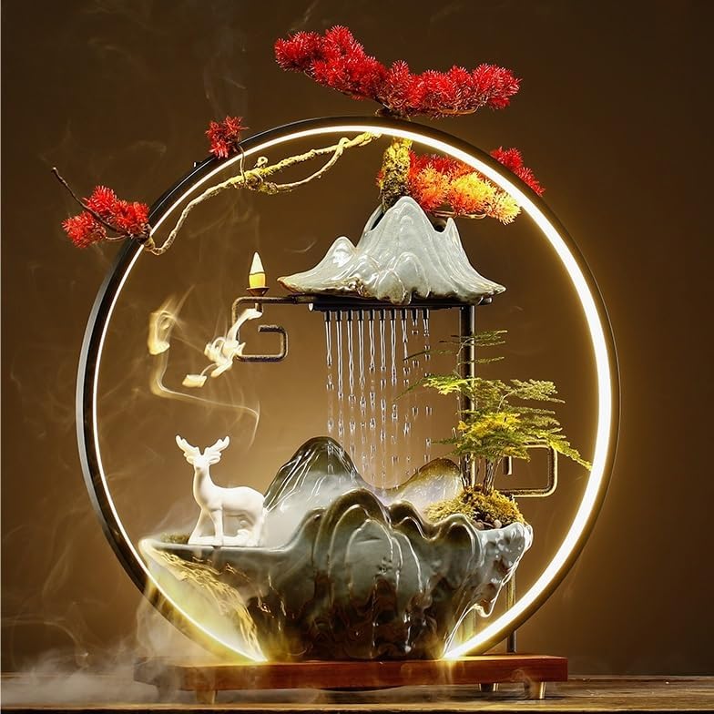 Indoor Fountain Tabletop Water Feature Decor Ceramic