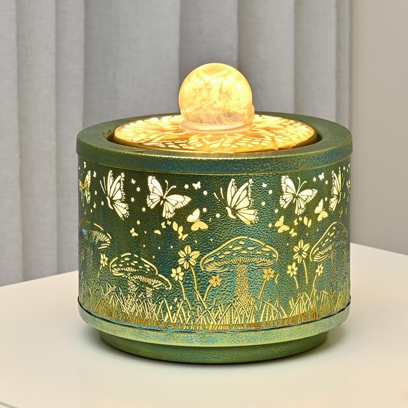 TangCHUAN Decorative Tabletop Fountain with Butterfly and Mushroom Design Home Decor
