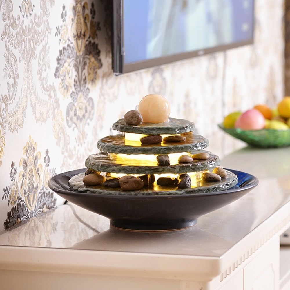 MOOWI Ceramic Marble Tabletop Water Fountain