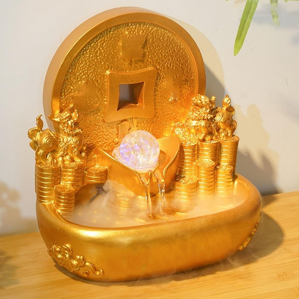 JUNXIAN Tabletop Waterfall Fountain for Home Office Living Room Desk Decoration