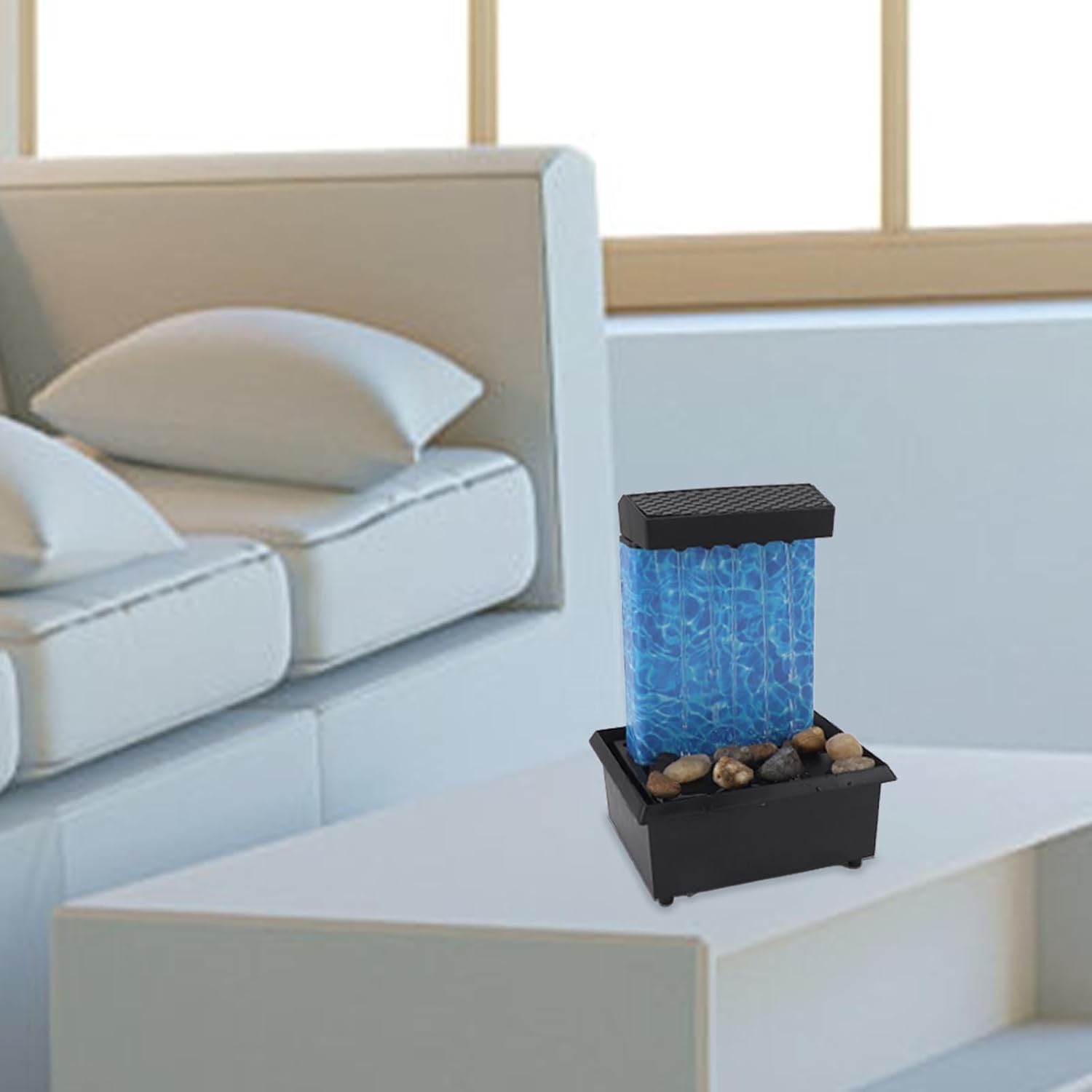 Indoor LED Waterfall Tabletop Fountain with River Rocks 1
