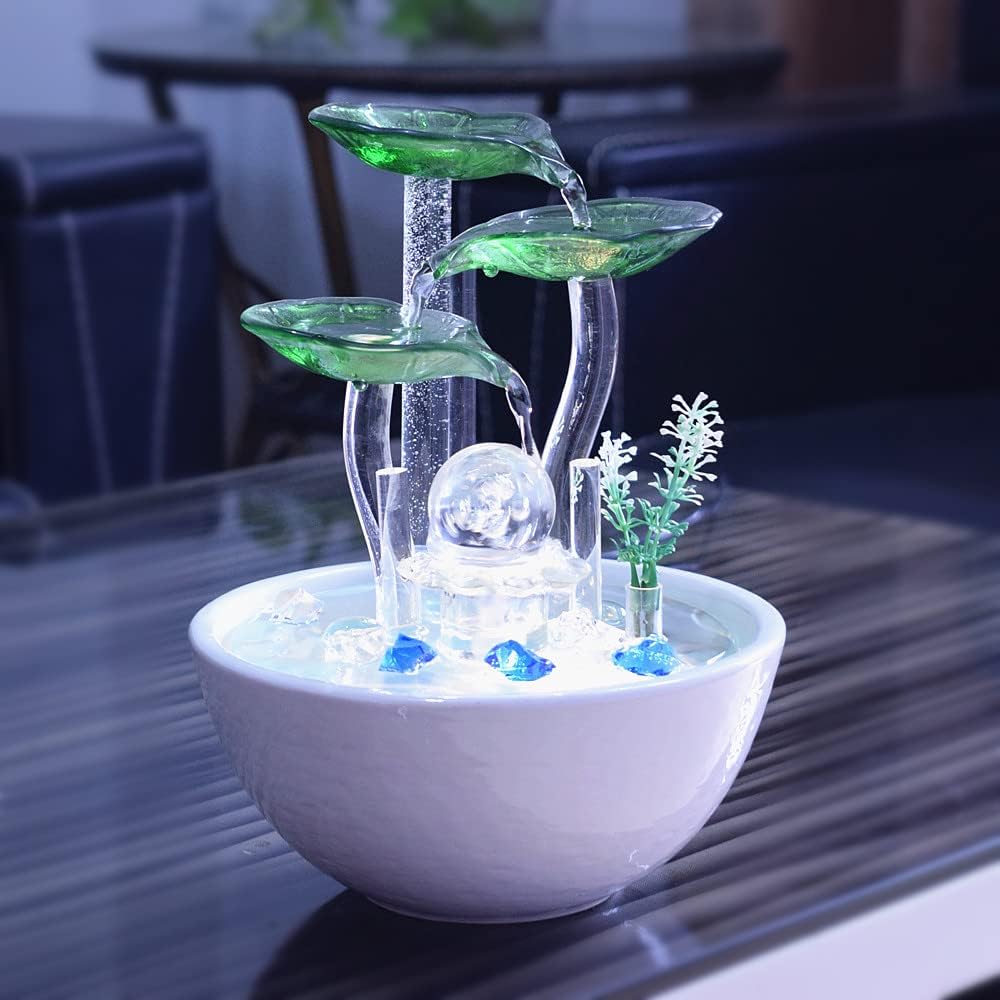 Modern Ceramic Tabletop Fountain with White Ball