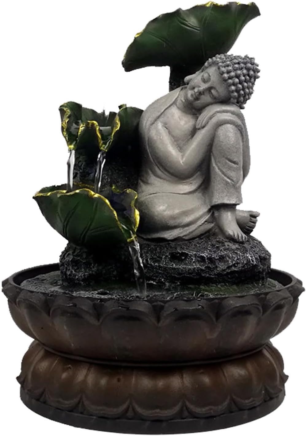 Compact Zen Buddha Tabletop Fountain - Grey