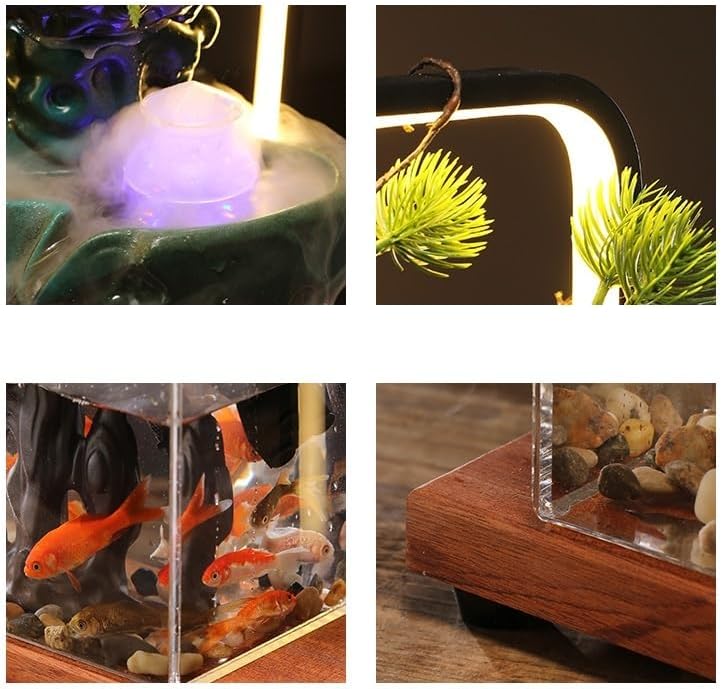 Stylish Tabletop Indoor Fountain with Bonsai Rockery Design