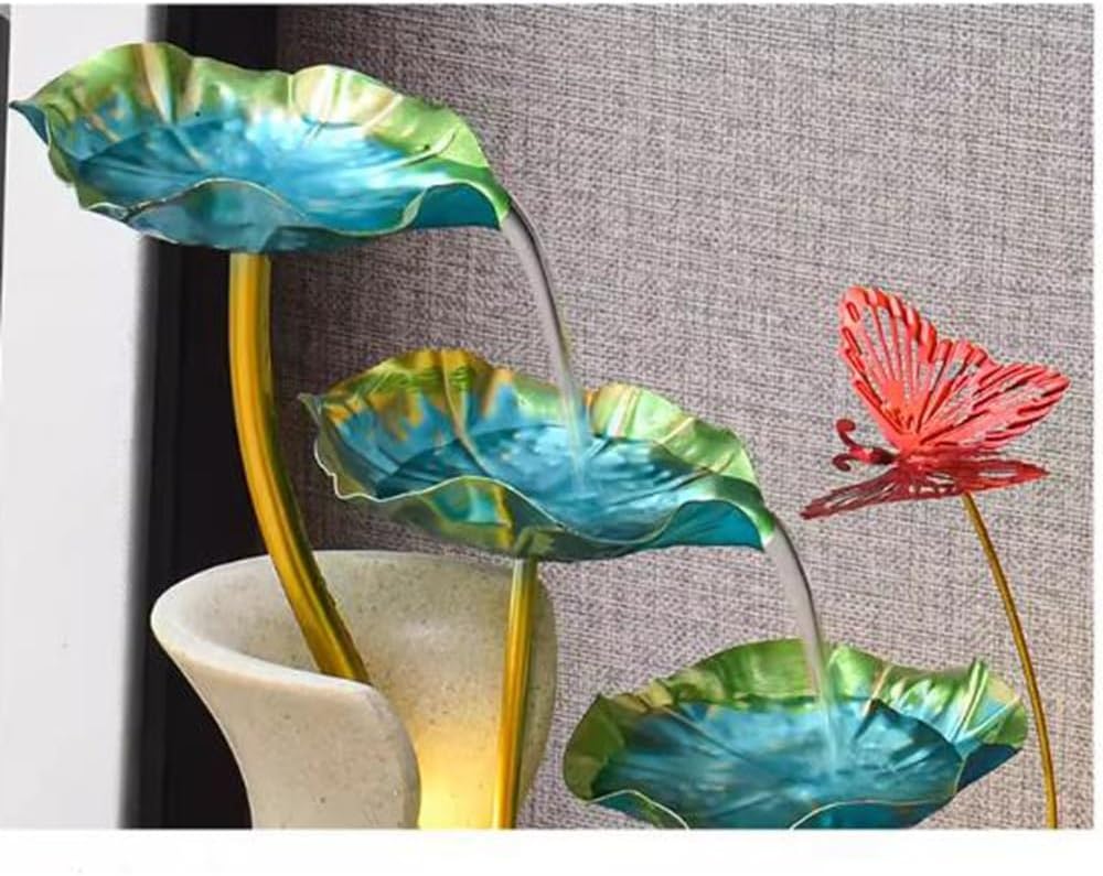 Elegant Desktop Water Fountain with Iron Lotus Design