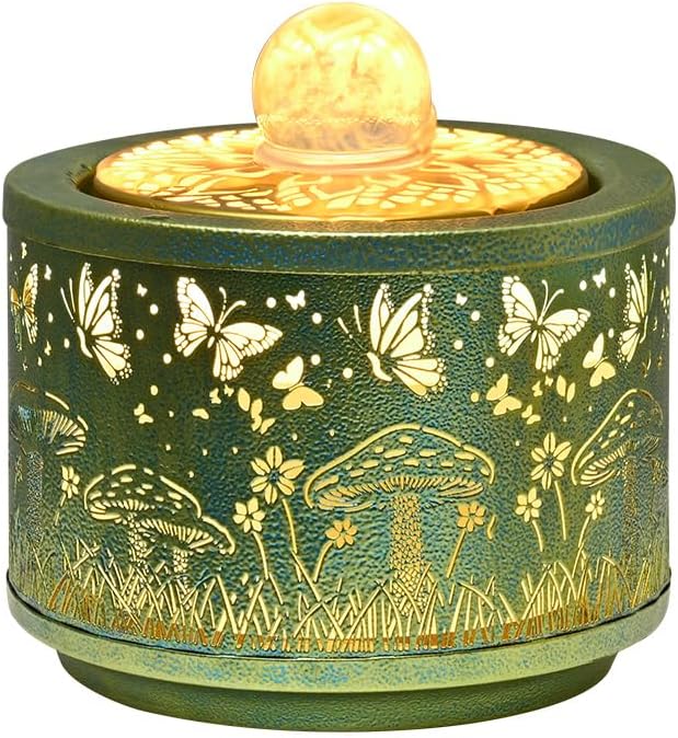 TangCHUAN Decorative Tabletop Fountain with Butterfly and Mushroom Design Home Decor
