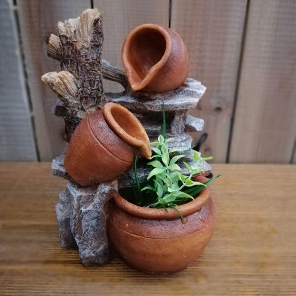 Elegant Water Flow Clay Pot Tabletop Fountain Decoration
