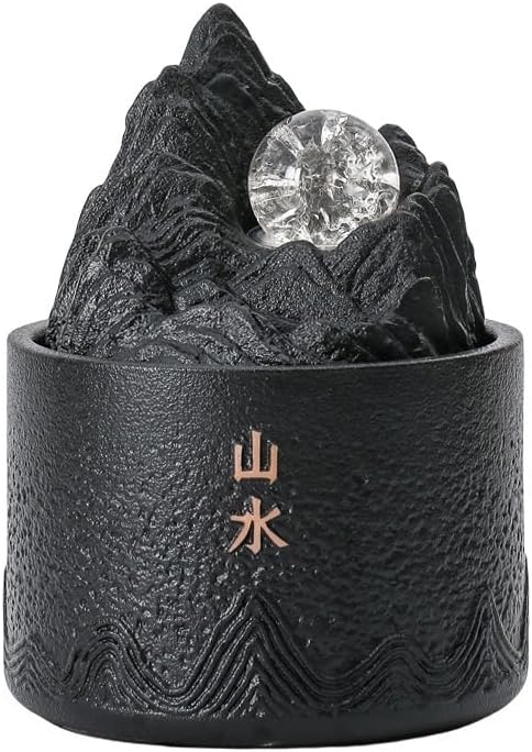 Black Ceramic Mini Desktop Water Fountain for Home Office Decor