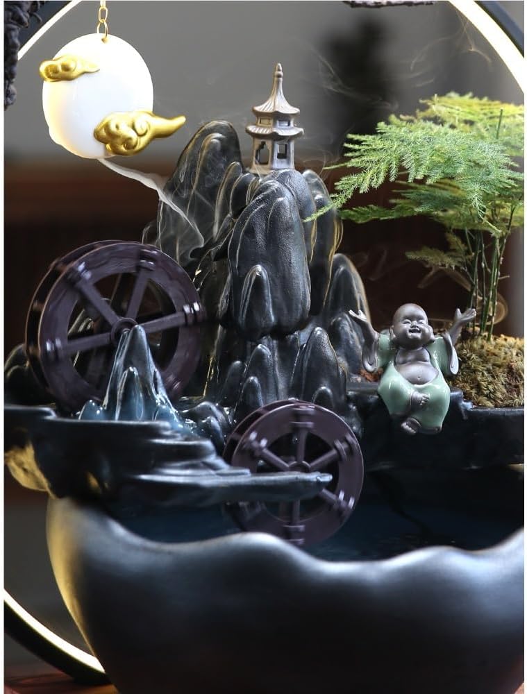 Indoor Fountain Desktop Ceramic Water Wheel Decor
