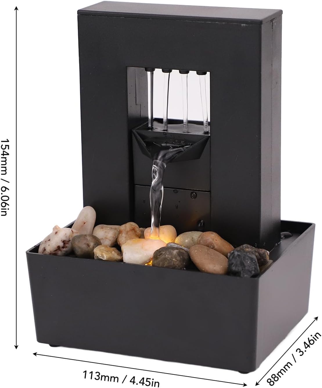 Tabletop Water Fountain with LED Light and Pebbles