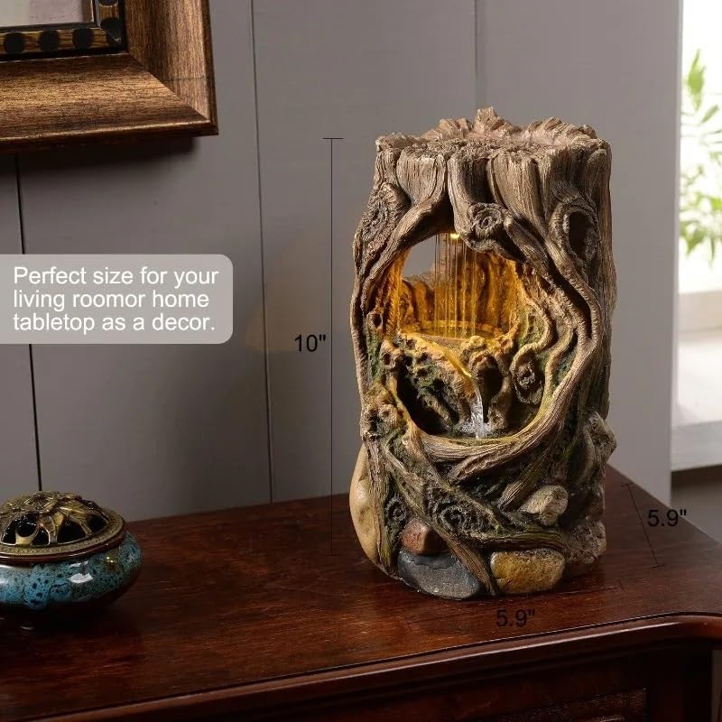Artistic Indoor Fountain Stump for Desk Relaxation