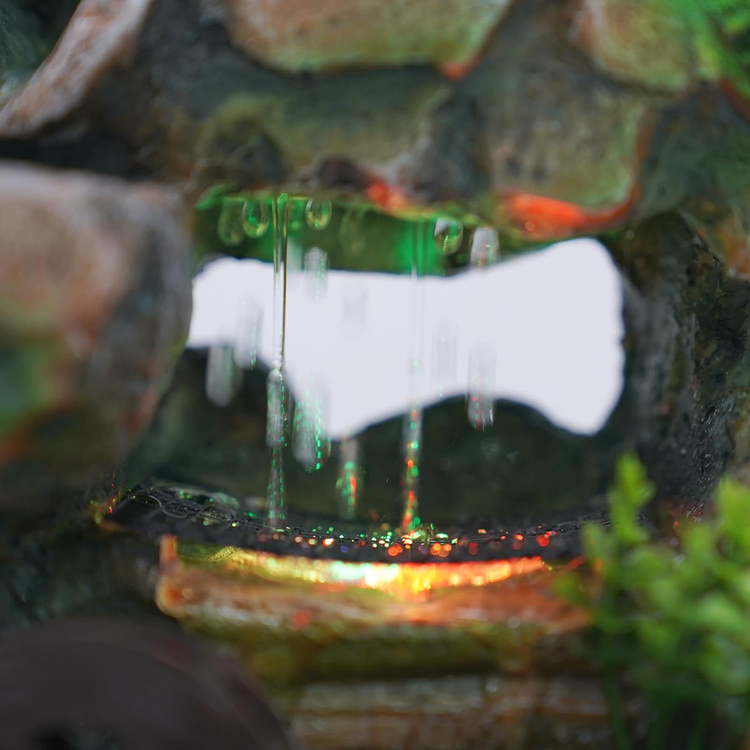 Desk Water Fountain with LED Lights Feng Shui Decor Zen Indoor Ornament for Home Office