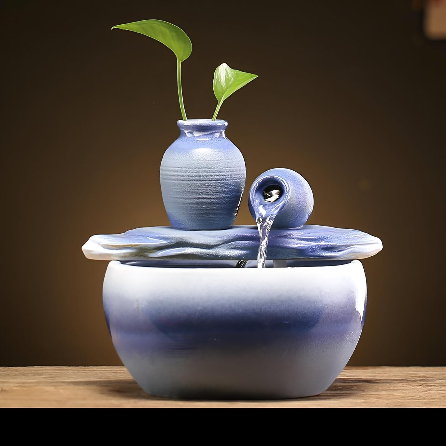 827 Inch Ceramic Tabletop Fountain with Free 10PCS Crystals