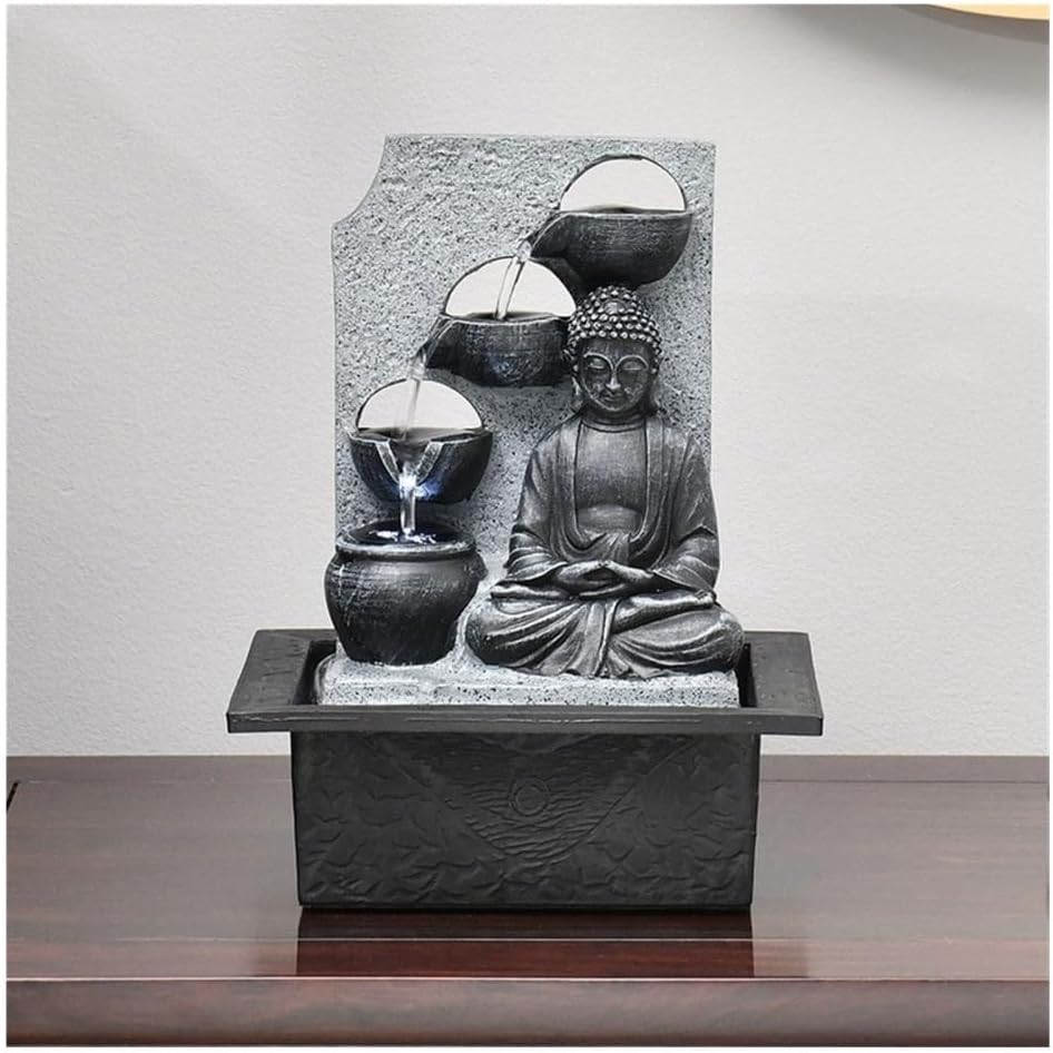 Zen Buddha Water Fountain for Desk and Home