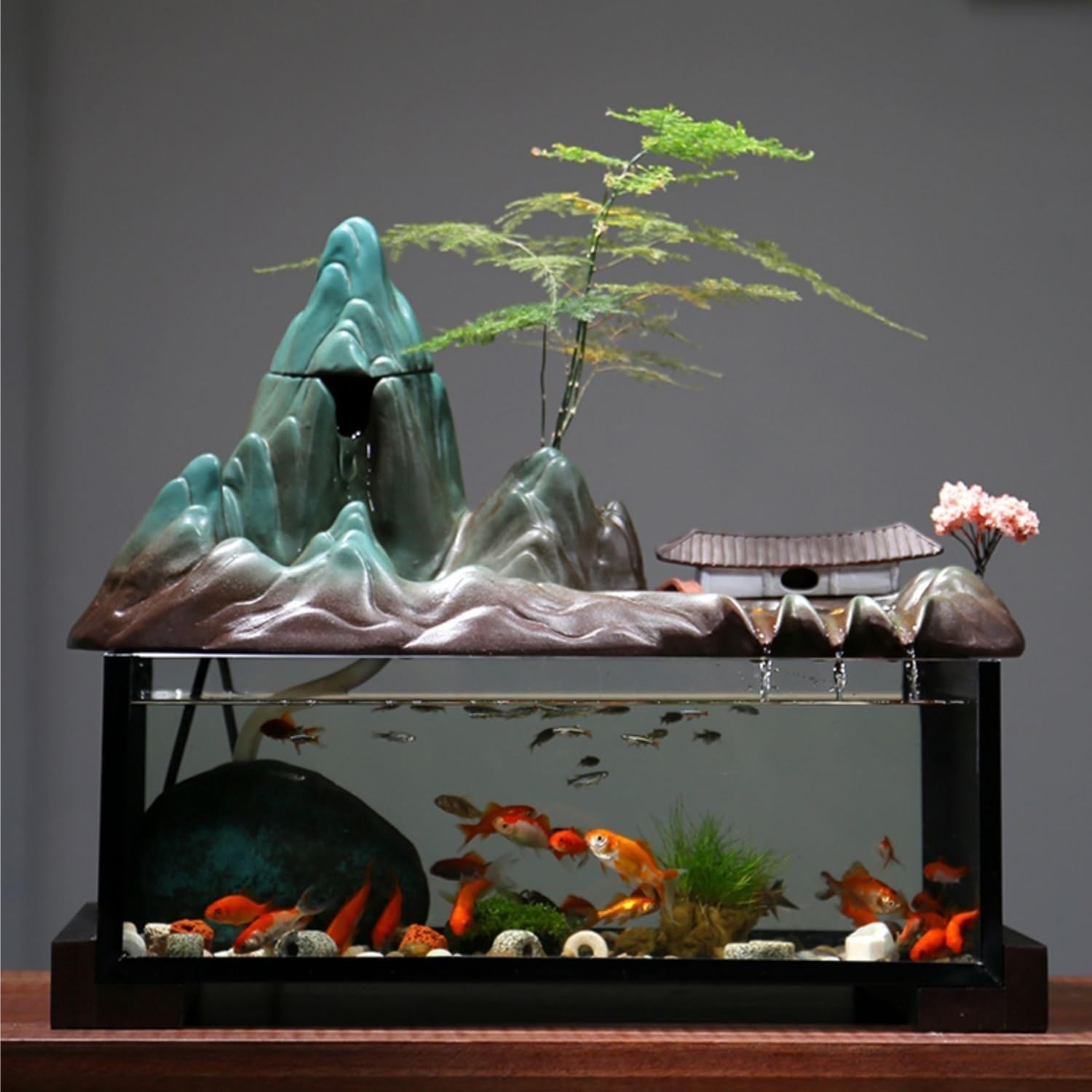 Indoor Fountain Fish Tank Water Ornament Zen Waterfall Landscape Humidifier Decoration