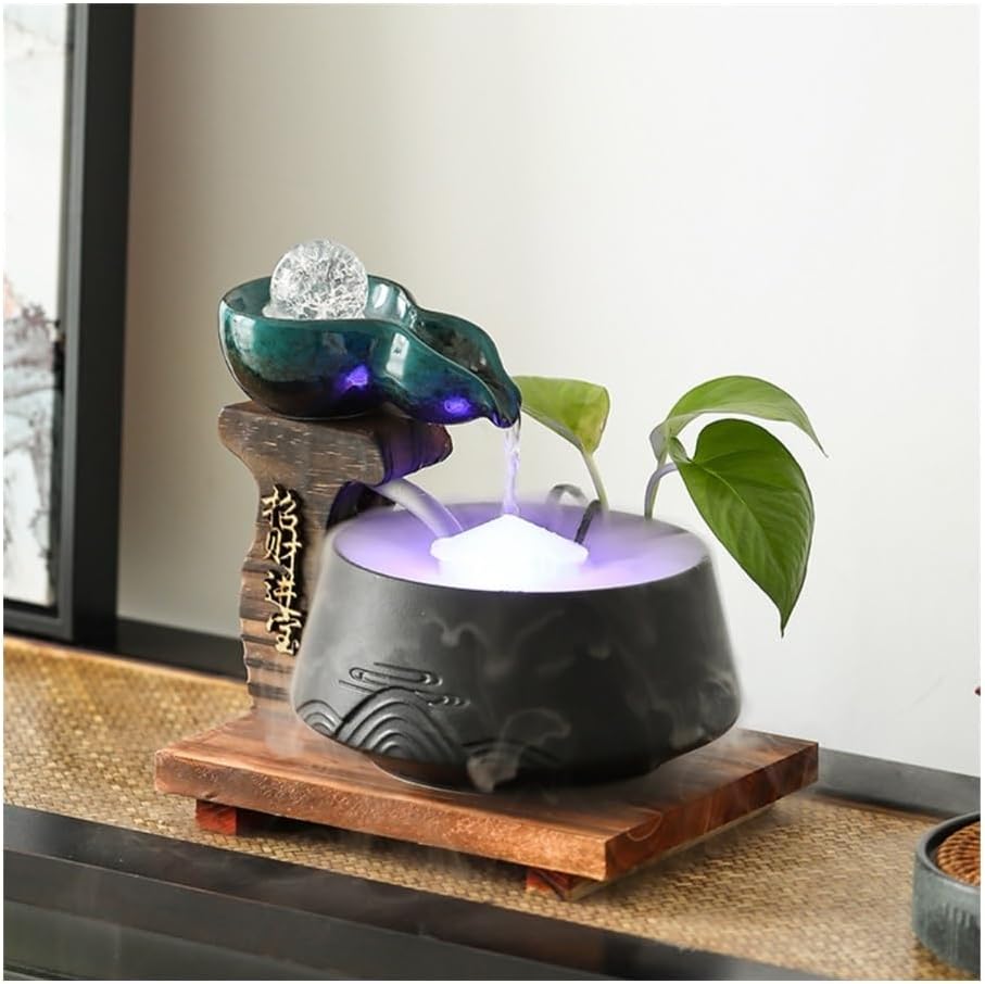 Modern Minimalist Tabletop Fountain with Wealth Flow and Humidifier Function