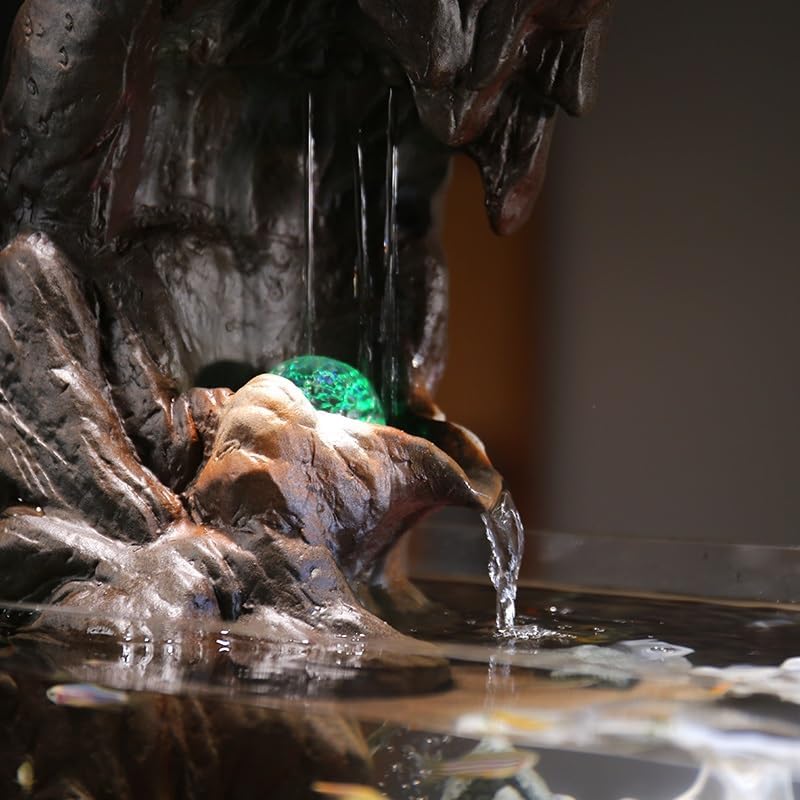 Indoor Water Fountain with Goldfish and Light Ring