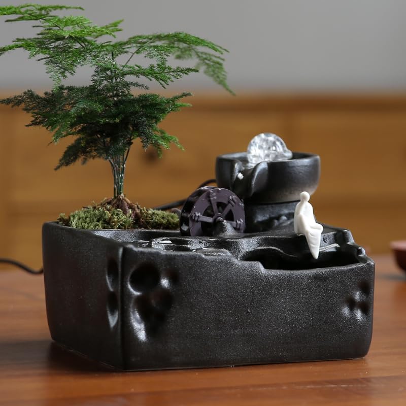 Zen Water Fountain Indoor Desktop Decor Stone Waterfall