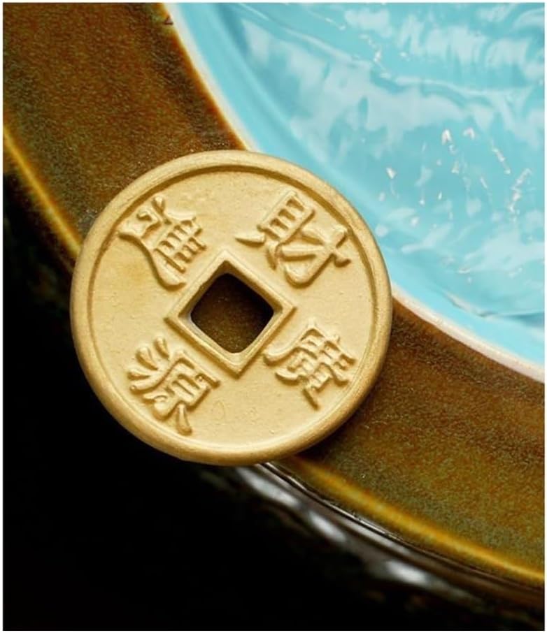 Ceramic Tabletop Fountain with Water Wheel and Lucky Decor