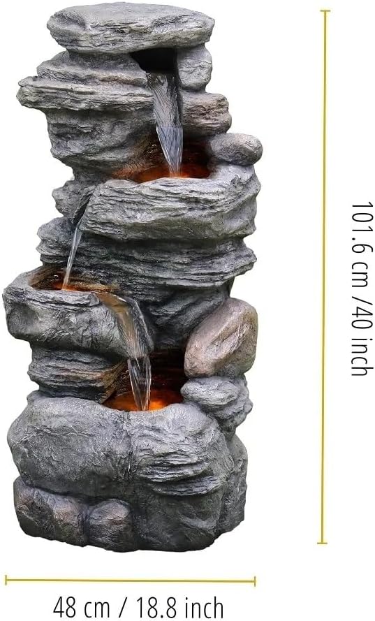 Outdoor Cascading Bowls LED Water Fountain for Garden and Porch