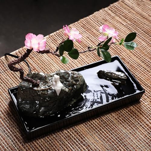 Wooden Water Fountain with Rockery Design for Home Office Desk