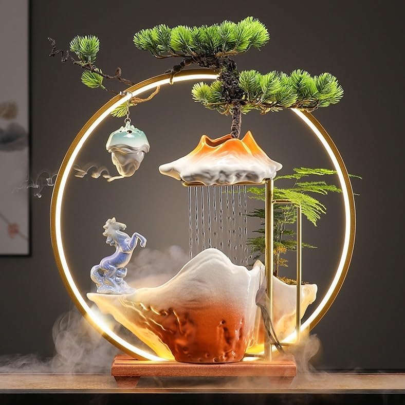 Chinese Style Ceramic Water Fountain for Wealth Attraction Indoor Decor 1