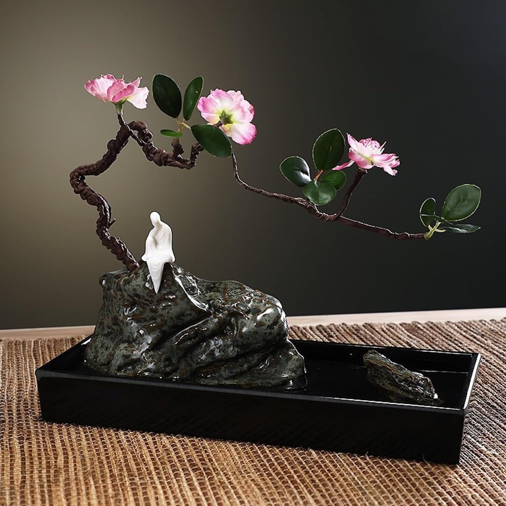 Wooden Water Fountain with Rockery Design for Home Office Desk