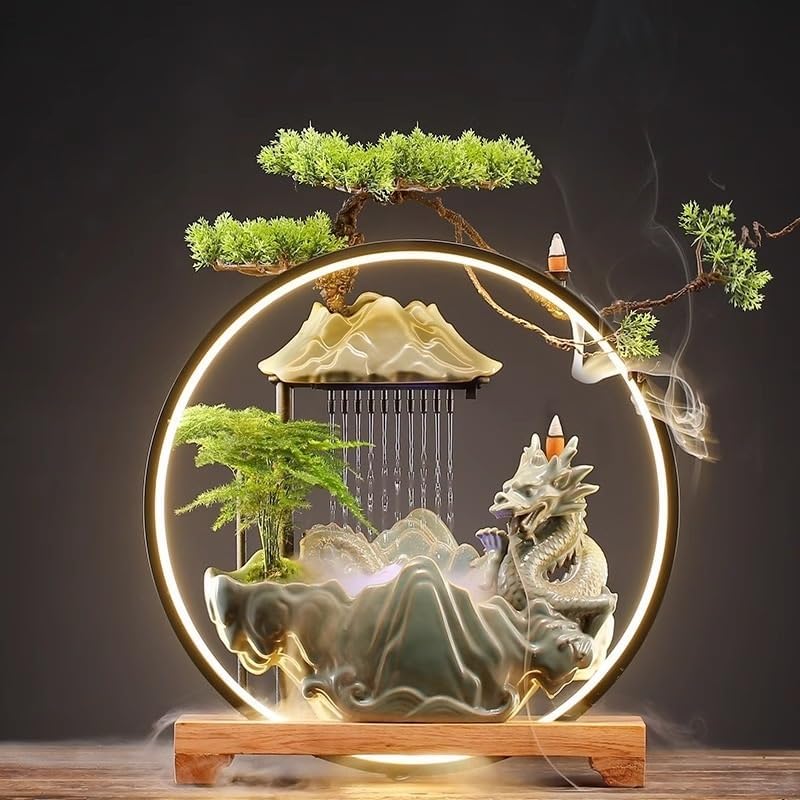 AQWASYUTER Creative Indoor Water Fountain Ornament with Flowing Water for Home Office Decor
