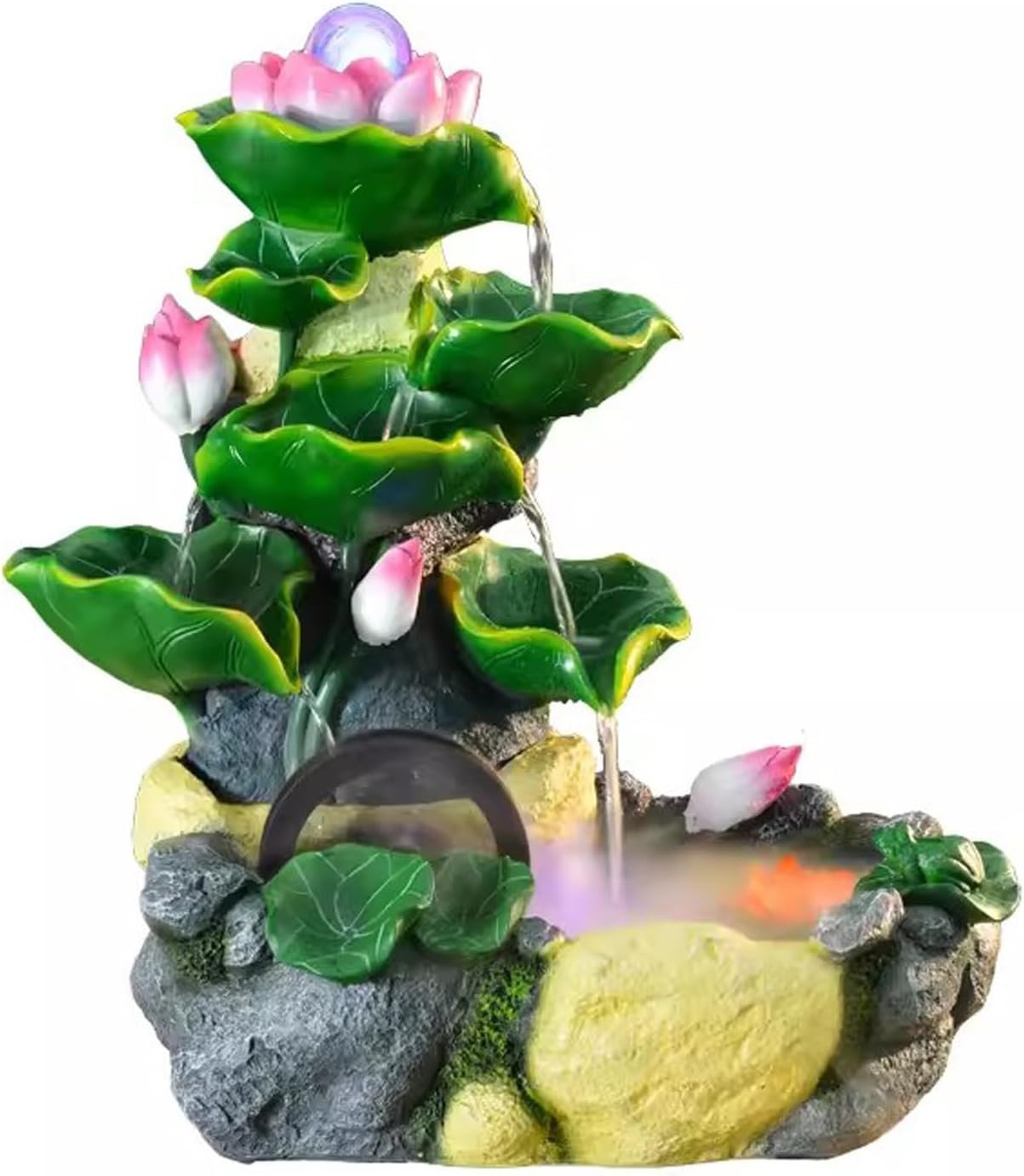 Elegant Desktop Water Fountain with Lotus and Flowing Water