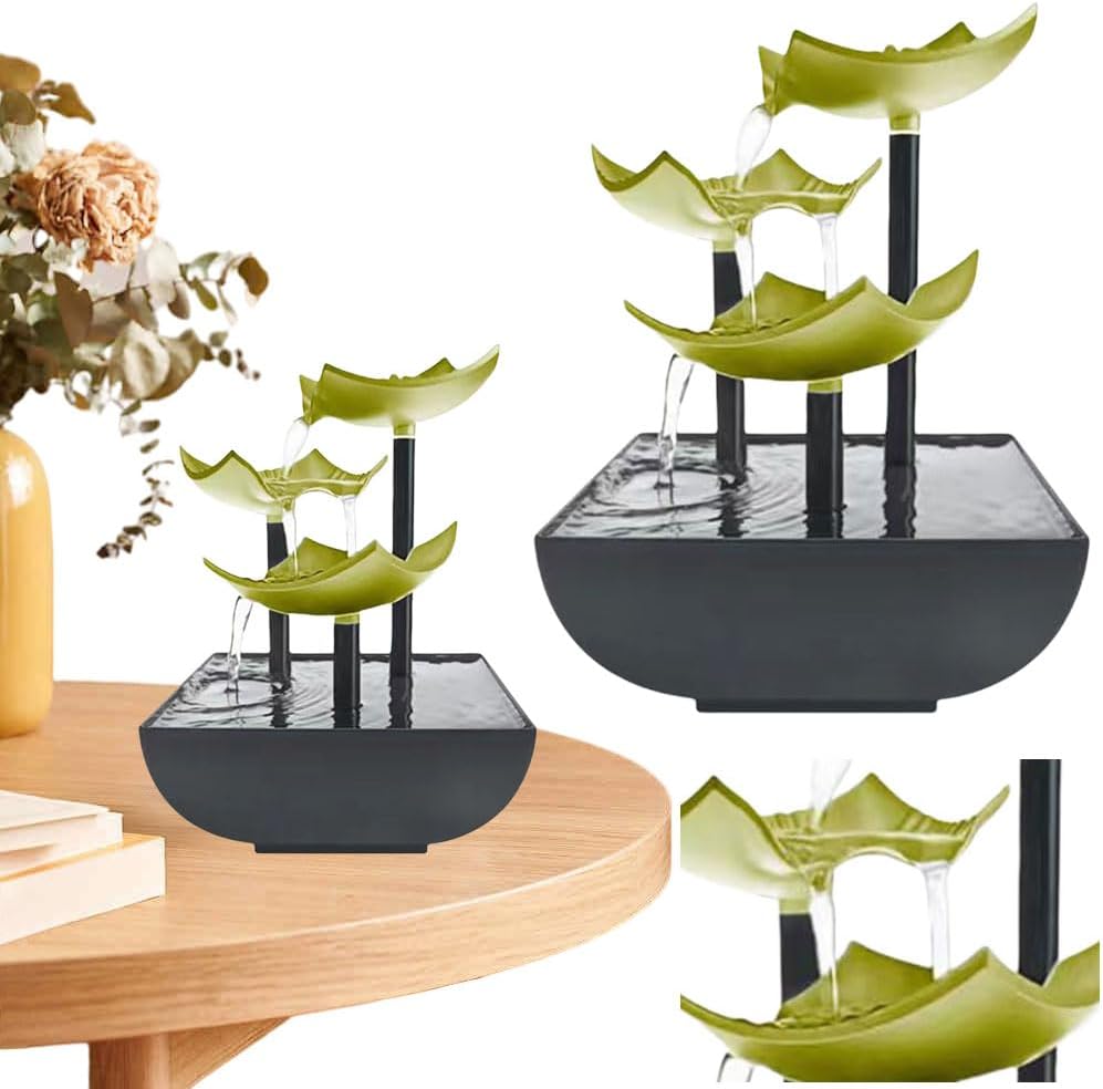 Generic Indoor Tabletop Water Fountain with LED Light Zen Meditation Waterfall