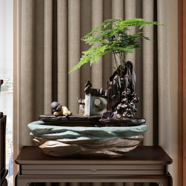 Zen Indoor Water Fountain with Rockery Design