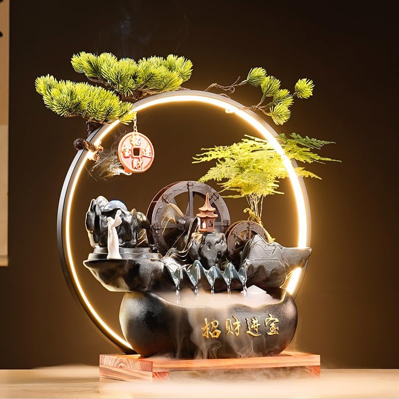Indoor Water Fountain Decor for Home Office Zen Style