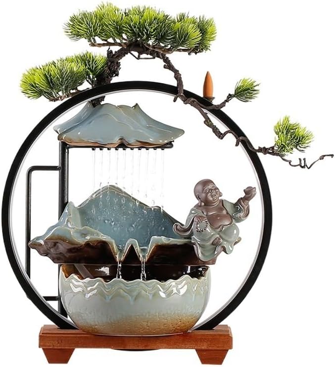 Indoor Water Fountain with Zen Style and Circulation for Home Office Desk
