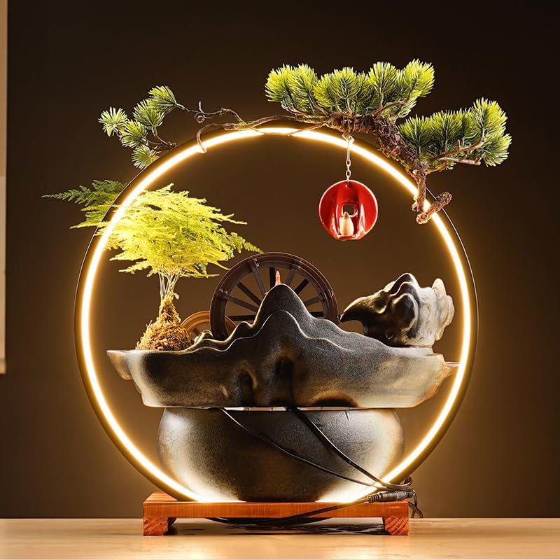 Indoor Water Fountain Decor for Home Office Zen Style