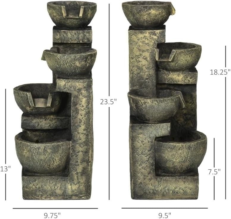 Waterfall Fountain Decor Glazed Pots for Outdoor