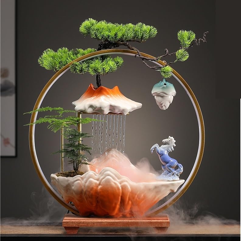 Chinese Style Ceramic Water Fountain for Wealth Attraction Indoor Decor 1