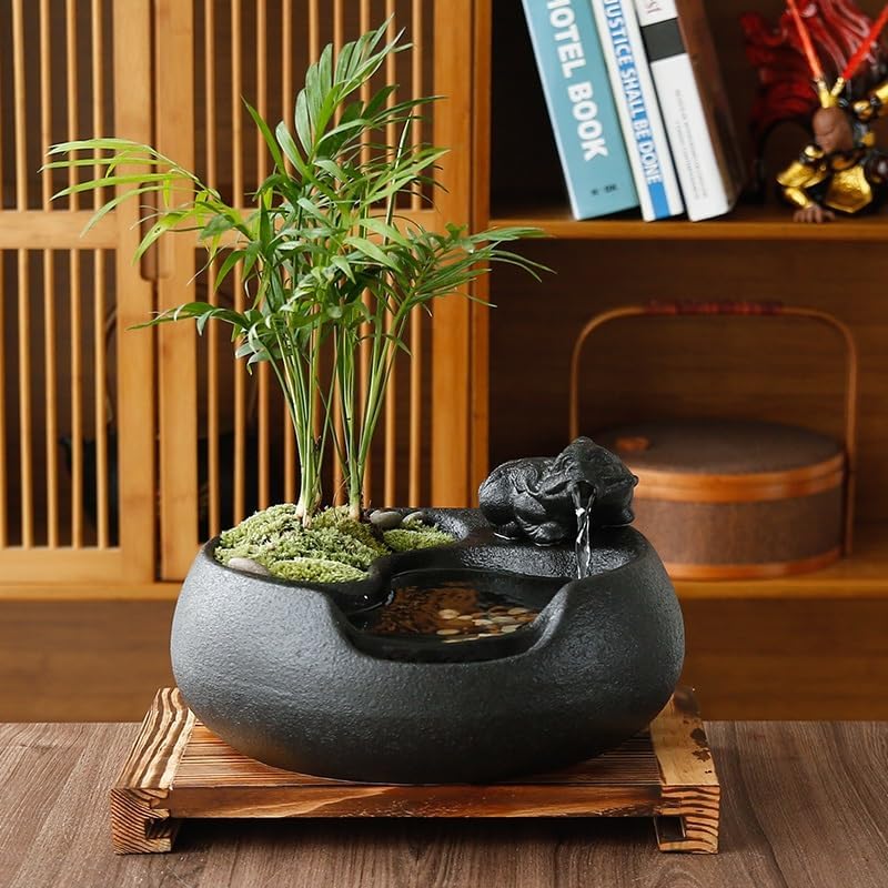 AQWASYUTER Indoor Tabletop Fountain Zen Waterfall Decor
