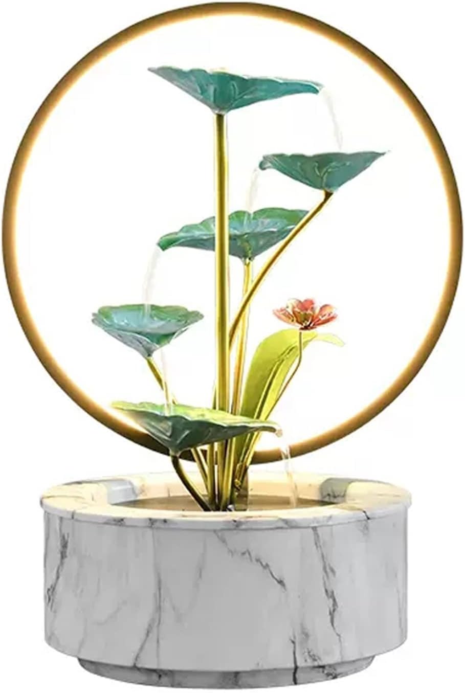 5 Tier Indoor Water Fountain with LED Light and Lotus Leaf Design