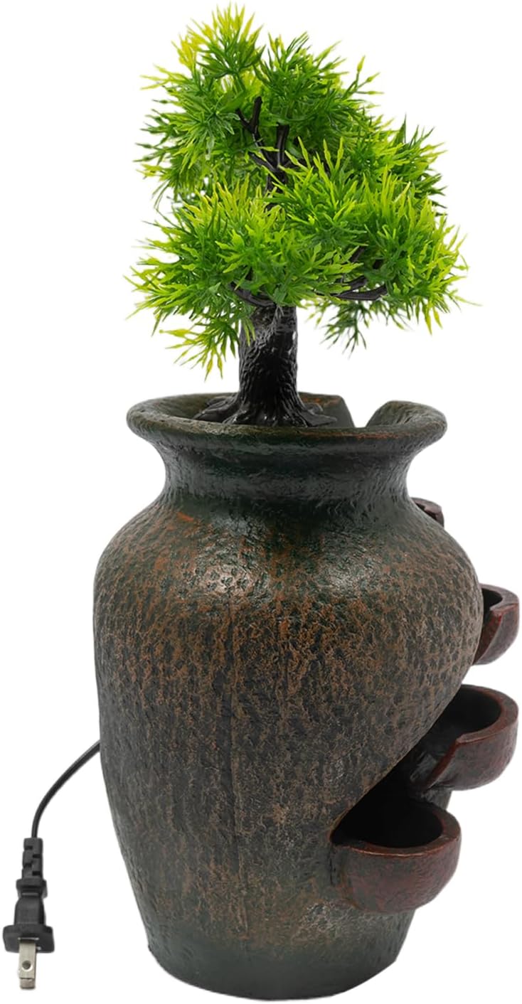 Tabletop Fountain 25W Mini Waterfall Indoor Decor 87 Inch Brown