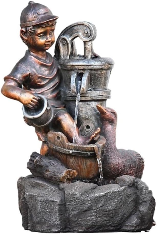 Elegant Copper Imitation Resin Tabletop Water Fountain