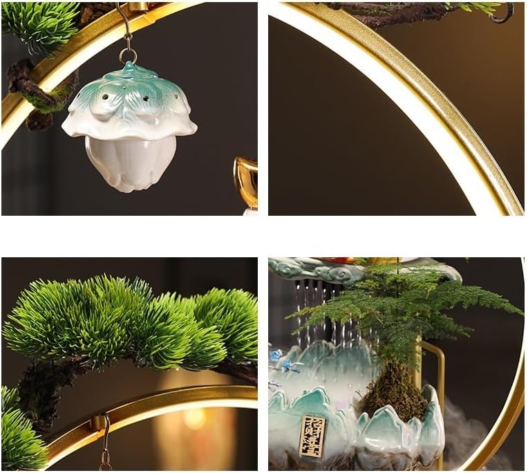 Zen Waterfall Indoor Fountain with Lucky Cat Design