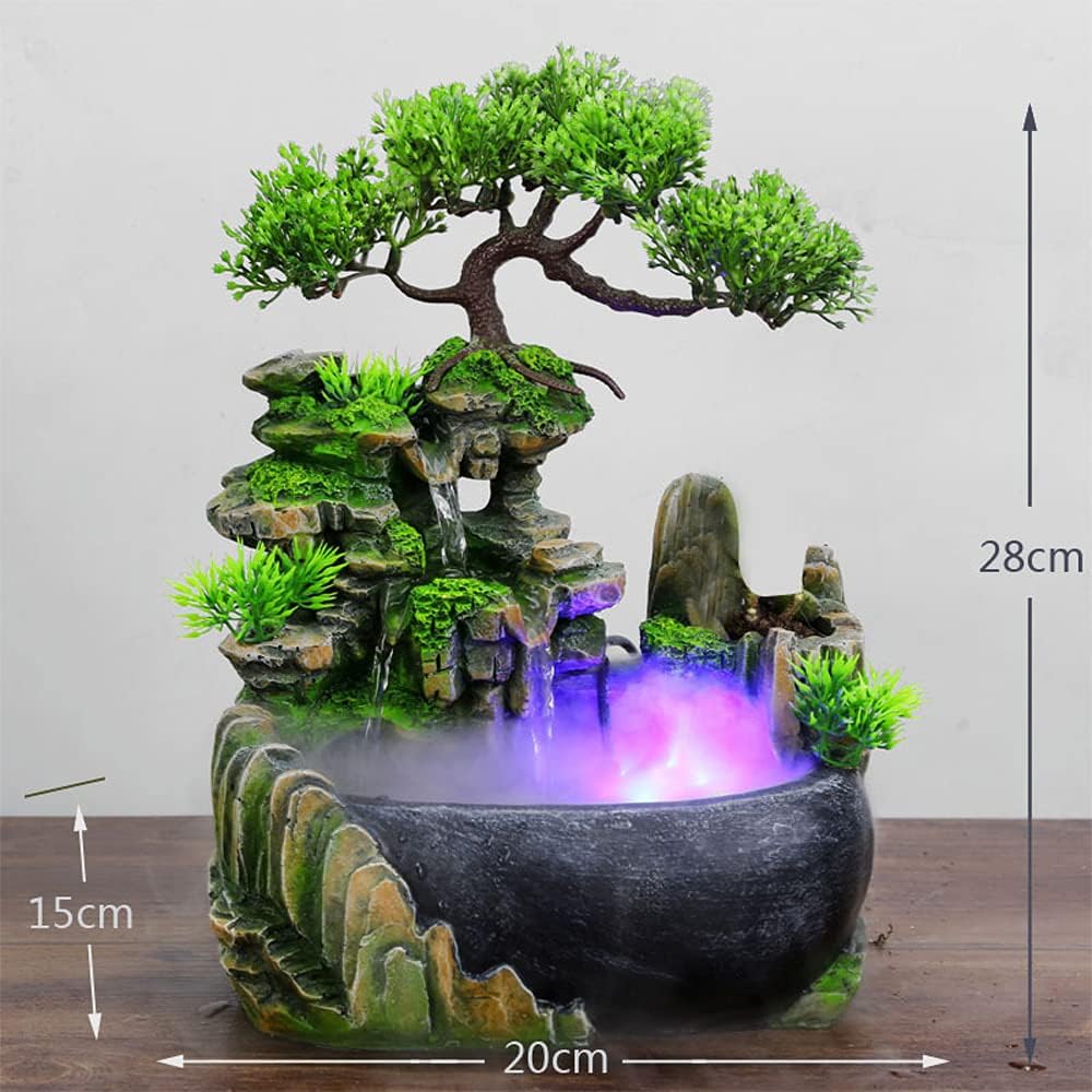 LuuChain Rockery Water Fountain with LED Light for Office and Living Room Decor