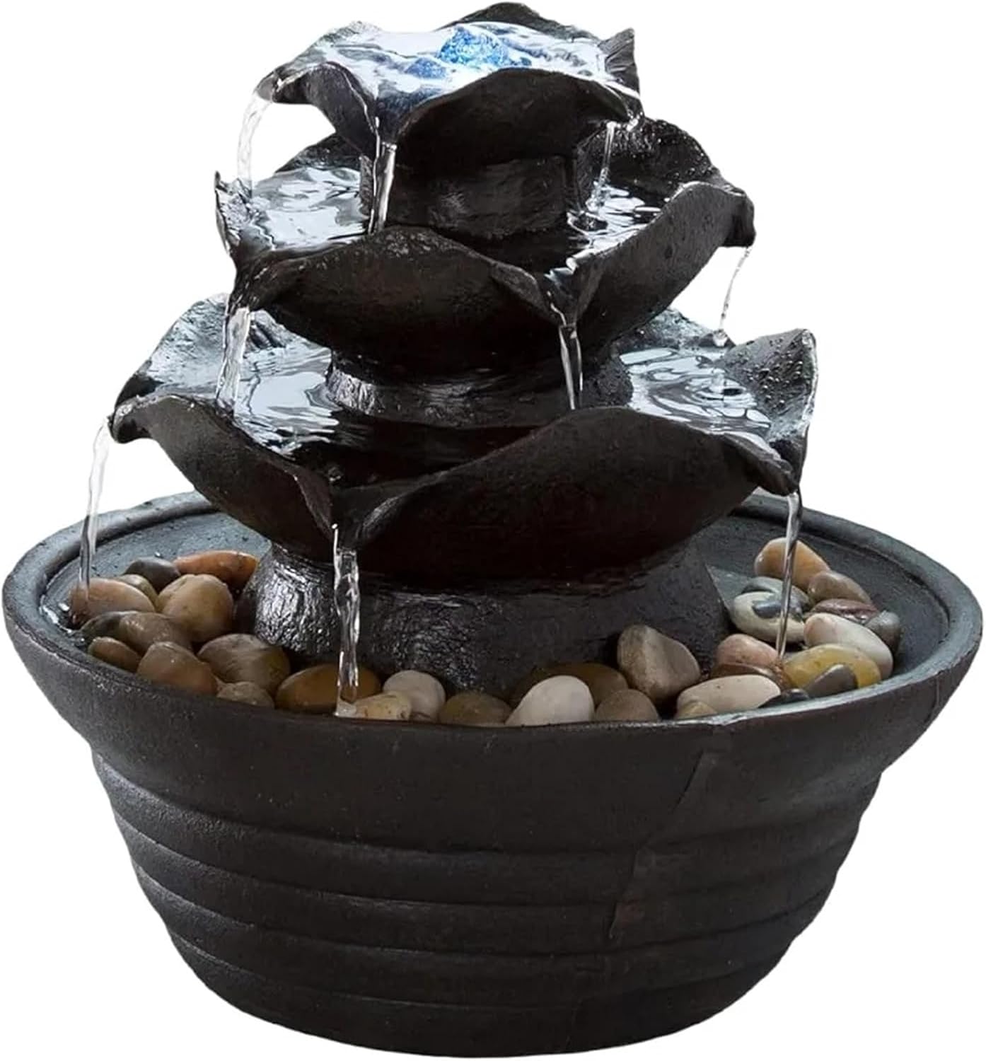 3-Tier Lighted Tabletop Indoor Fountain with LED and Soothing Sound